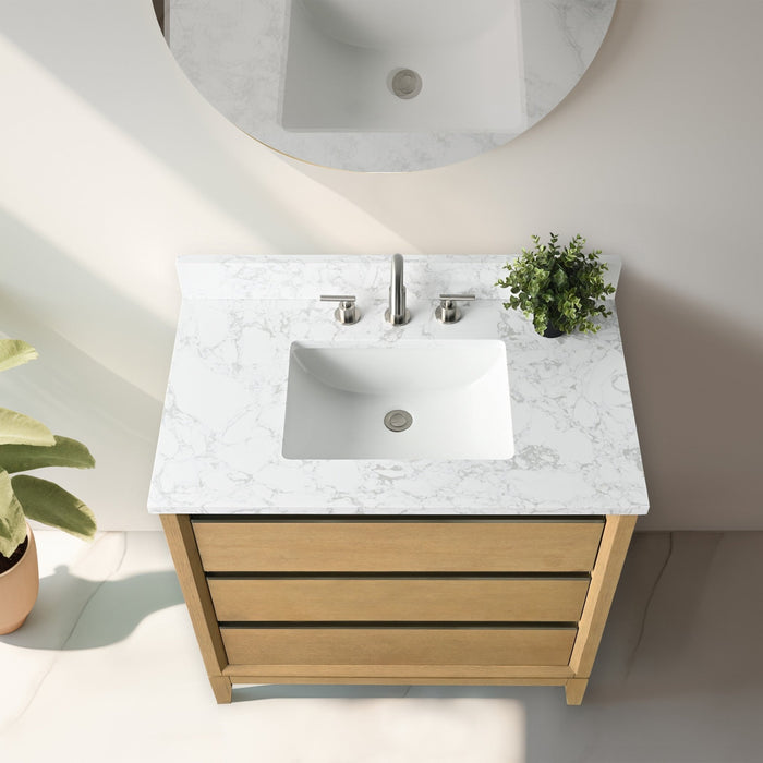36" Single Sink Bathroom Vanity with Engineered Marble Top - HomeBeyond