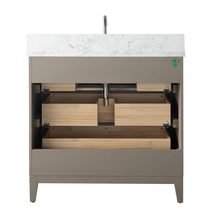 36" Single Sink Bathroom Vanity with Engineered Marble Top - HomeBeyond