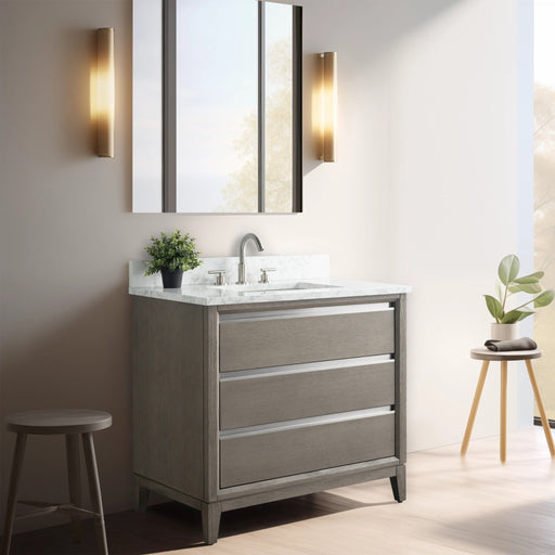36" Single Sink Bathroom Vanity with Engineered Marble Top - HomeBeyond