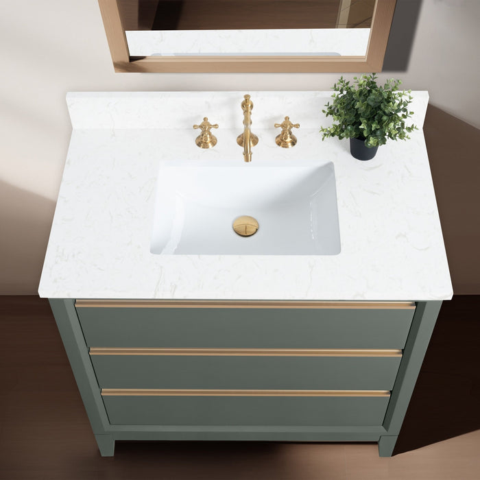 36" Single Sink Bathroom Vanity with Engineered Marble Top - HomeBeyond