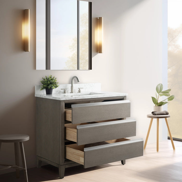 36" Single Sink Bathroom Vanity with Engineered Marble Top - HomeBeyond