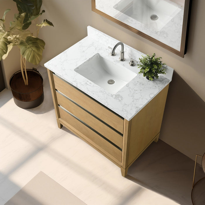 36" Single Sink Bathroom Vanity with Engineered Marble Top - HomeBeyond