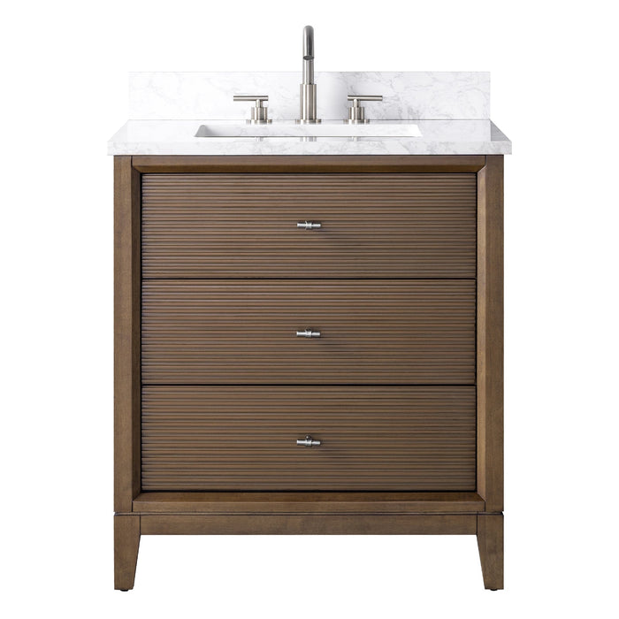 36" Single Sink Freestanding Bath Vanity Cabinet with White Engineered Marble Top - HomeBeyond