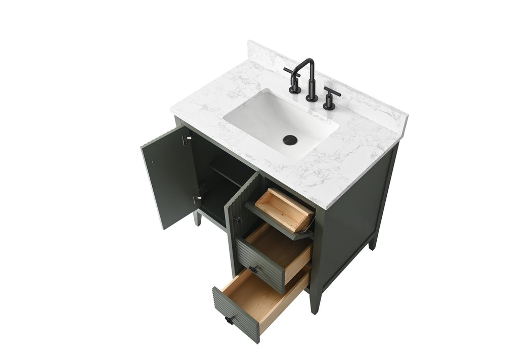 36" Single Sink Freestanding Bathroom Vanity with Engineered Marble Top - HomeBeyond