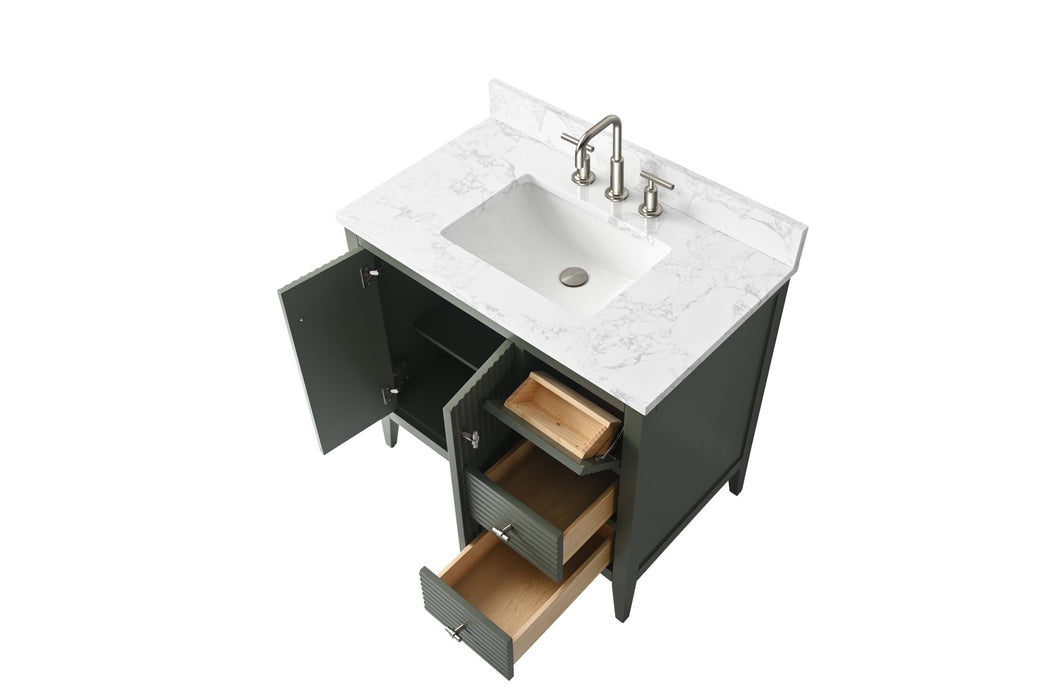36" Single Sink Freestanding Bathroom Vanity with Engineered Marble Top - HomeBeyond