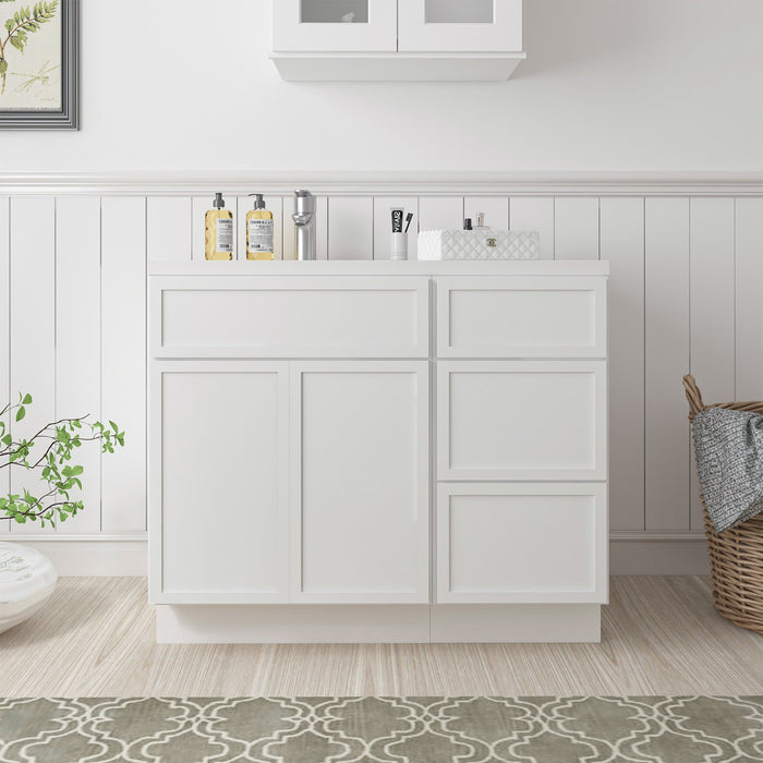 39" Plywood Bathroom Vanity Cabinet without Top - 3 Drawers & 1 Door - HomeBeyond