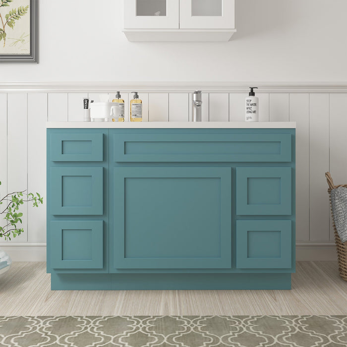 48" Oak Bathroom Vanity Cabinet without Top - 5 Drawers & 1 Door - HomeBeyond