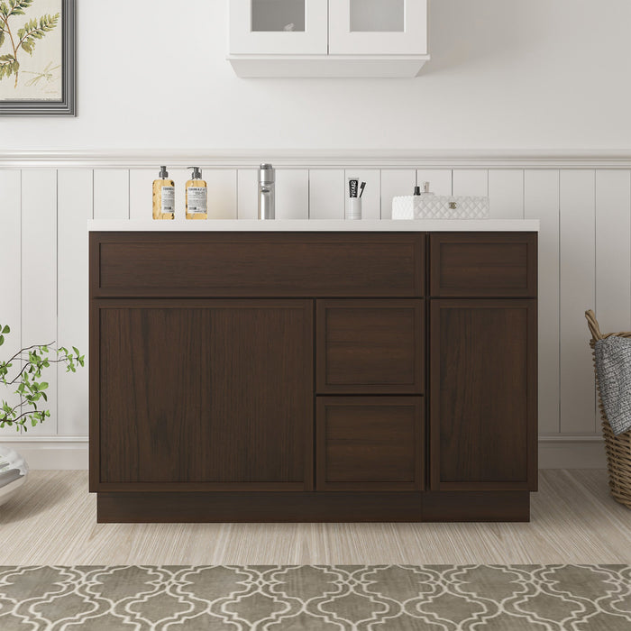 48" Plywood Bathroom Vanity Cabinet without Top - 3 Drawers & 2 Doors - HomeBeyond