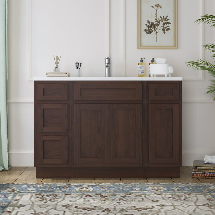 48" Plywood Bathroom Vanity Cabinet without Top - 4 Drawers & 3 Doors - HomeBeyond