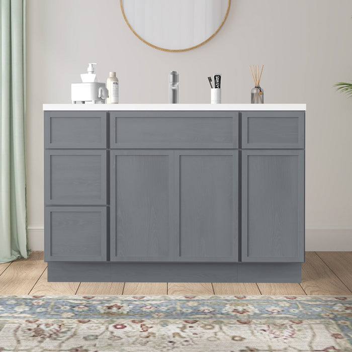 48" Polywood Bathroom Vanity Cabinet without Top - 4 Drawers & 3 Doors - HomeBeyond