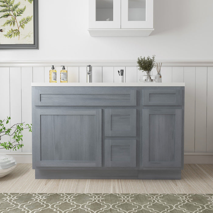 51" Oak Bathroom Vanity Cabinet without Top - 3 Drawers & 2 Doors - HomeBeyond