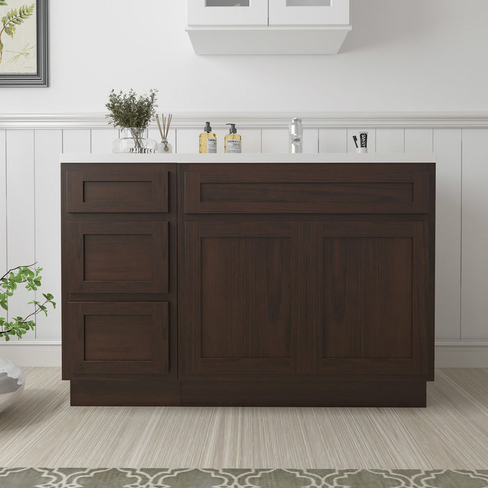 51" Oak Bathroom Vanity Cabinet without Top - 3 Drawers & 2 Doors - HomeBeyond