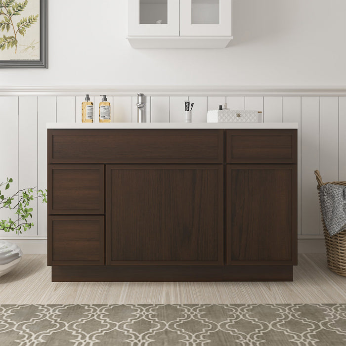 51" Plywood Bathroom Vanity Cabinet without Top - 3 Drawers & 2 Doors - HomeBeyond