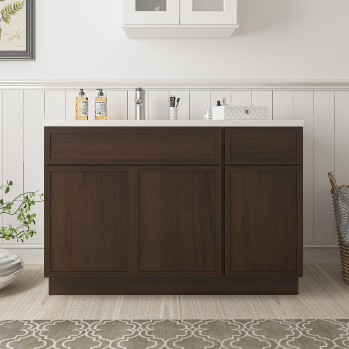 54" Plywood Bathroom Vanity Cabinet without Top - 1 Drawer & 3 Doors - HomeBeyond