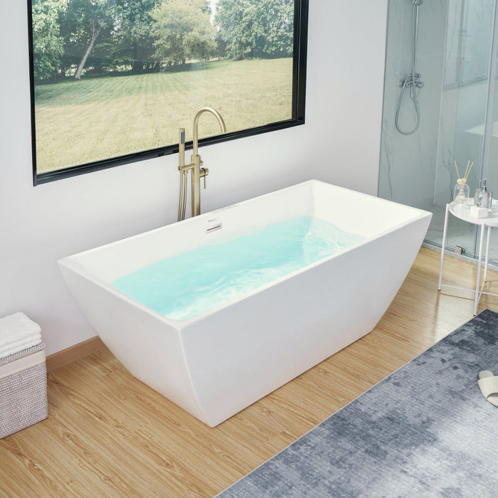 59" x 30" Freestanding Acrylic Soaking Bathtub - HomeBeyond