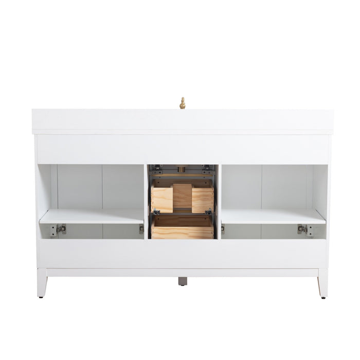 60" Single Sink Bathroom Vanity with Engineered Marble Top - HomeBeyond