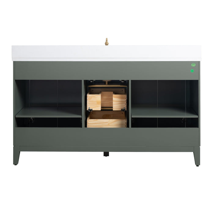 60" Single Sink Bathroom Vanity with Engineered Marble Top - HomeBeyond