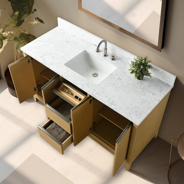 60" Single Sink Bathroom Vanity with Engineered Marble Top - HomeBeyond