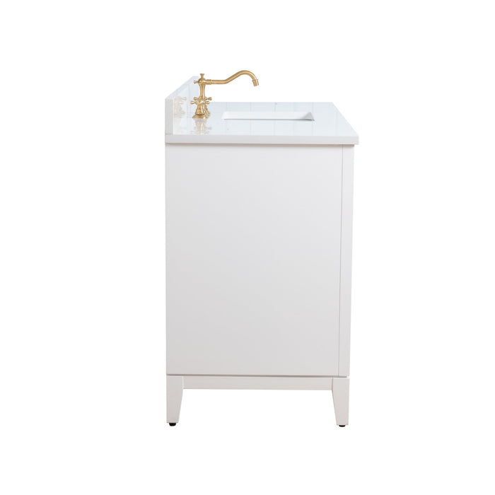 60" Single Sink Bathroom Vanity with Engineered Marble Top - HomeBeyond