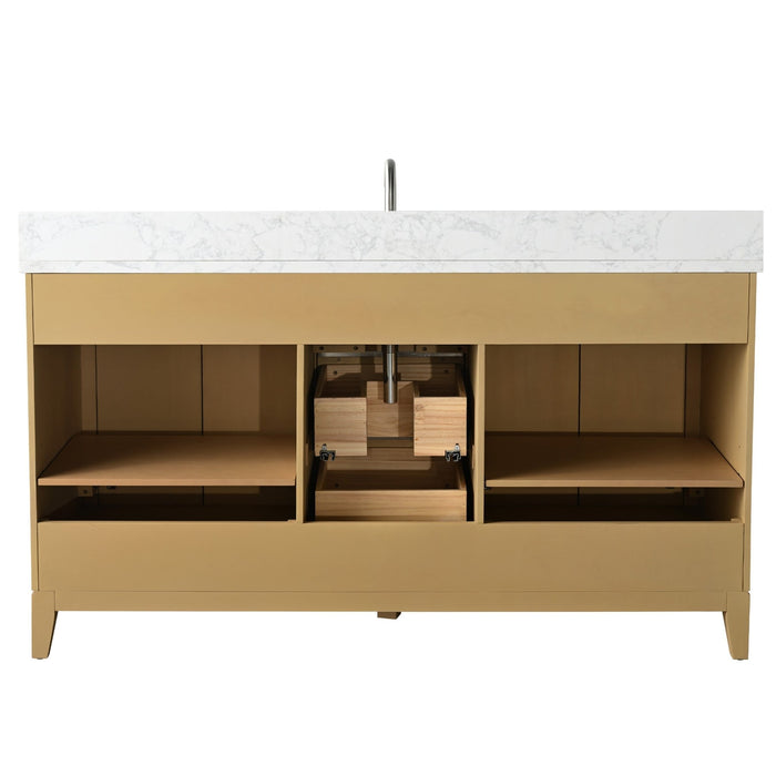 60" Single Sink Bathroom Vanity with Engineered Marble Top - HomeBeyond