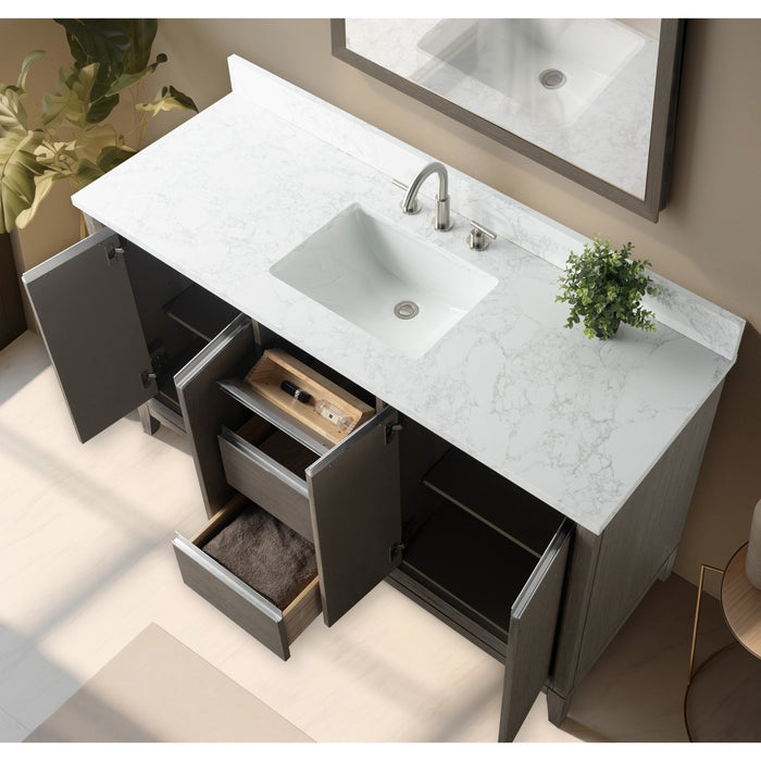 60" Single Sink Bathroom Vanity with Engineered Marble Top - HomeBeyond