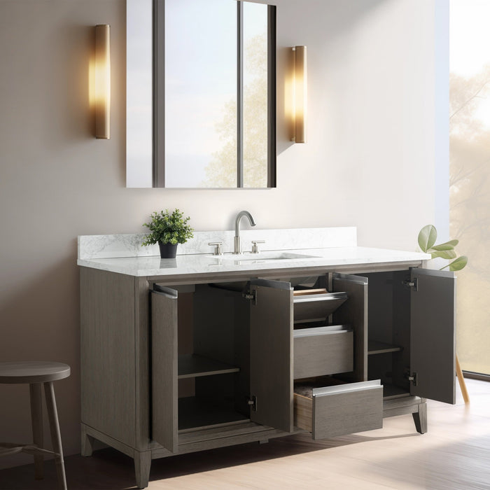 60" Single Sink Bathroom Vanity with Engineered Marble Top - HomeBeyond