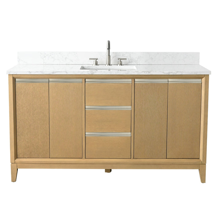 60" Single Sink Bathroom Vanity with Engineered Marble Top - HomeBeyond