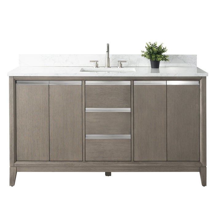 60" Single Sink Bathroom Vanity with Engineered Marble Top - HomeBeyond