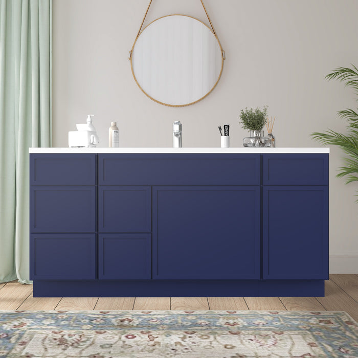 66" Plywood Bathroom Vanity Cabinet without Top - 6 Drawers & 2 Doors - HomeBeyond