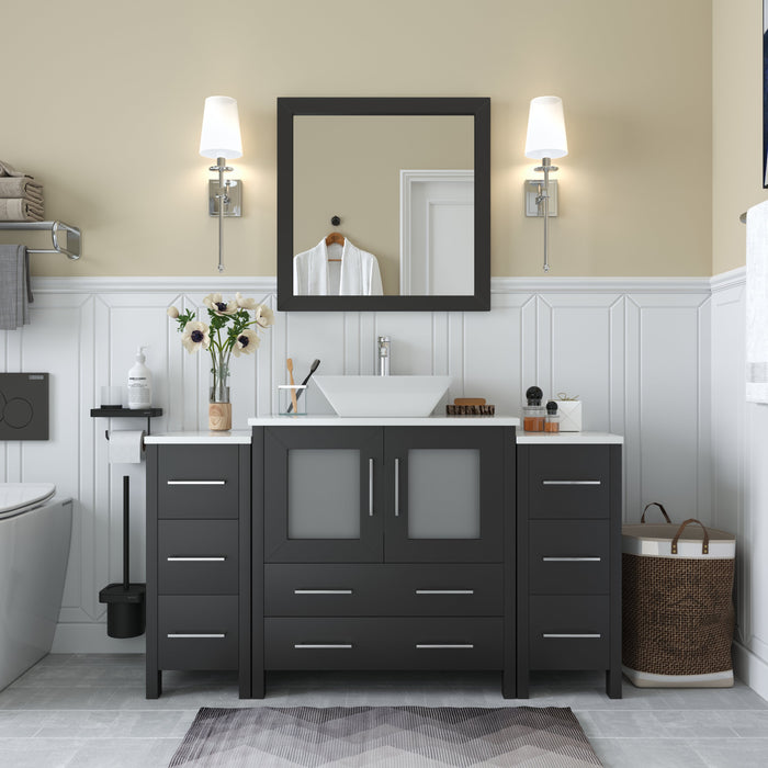 Ravenna 54" Single Sink Bathroom Vanity Combo Set, 8 Drawers 1 Shelf 3 Cabinets Engineered Marble Top with Mirror