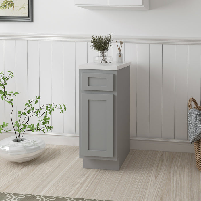 12" Single Right Offset Vanity Base Cabinet, Solid Wood Perfect Small Bathroom Side Storage Cabinet