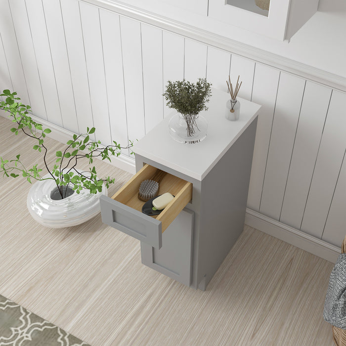 12" Single Right Offset Vanity Base Cabinet, Solid Wood Perfect Small Bathroom Side Storage Cabinet