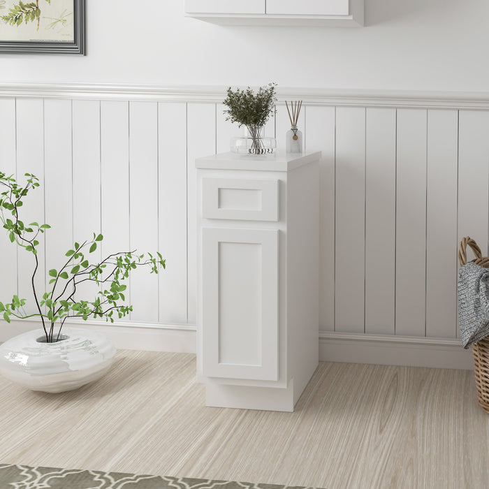 12" Single Right Offset Vanity Base Cabinet, Solid Wood Perfect Small Bathroom Side Storage Cabinet