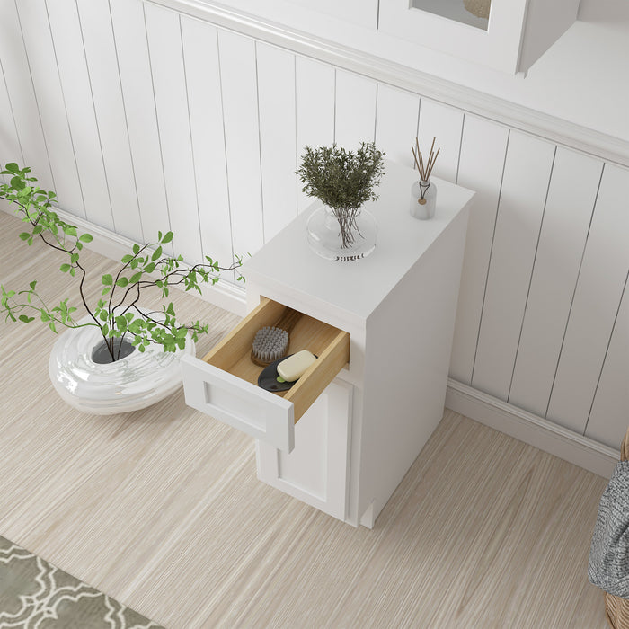 12" Single Right Offset Vanity Base Cabinet, Solid Wood Perfect Small Bathroom Side Storage Cabinet