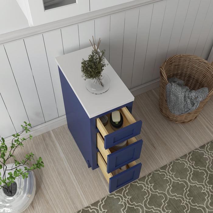 12" Single Bathroom Vanity Base Cabinet, Solid Wood Perfect Small Entryway Side Storage Cabinet with 3 Soft-Closing Drawers
