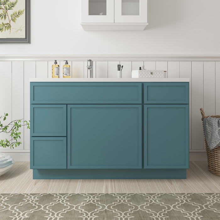 51" Oak Bathroom Vanity Cabinet without Top - 3 Drawers & 2 Doors