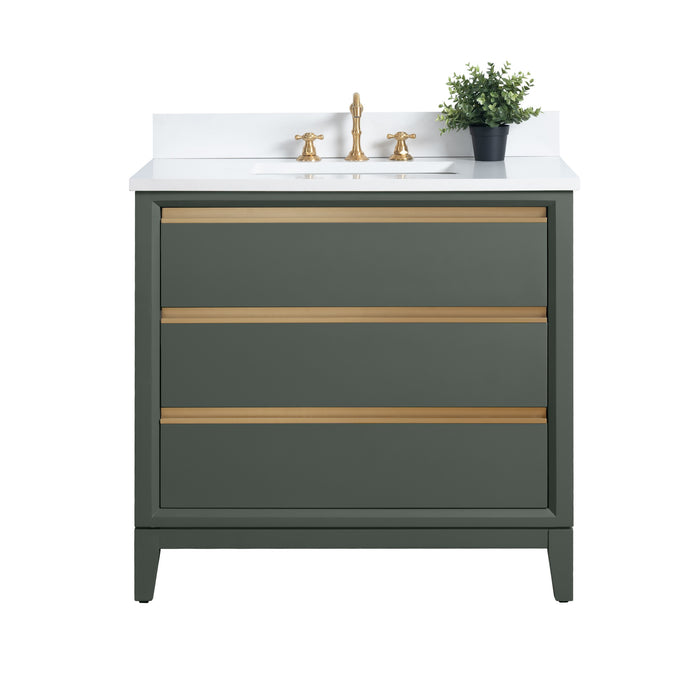 36" Single Sink Bathroom Vanity with Engineered Marble Top