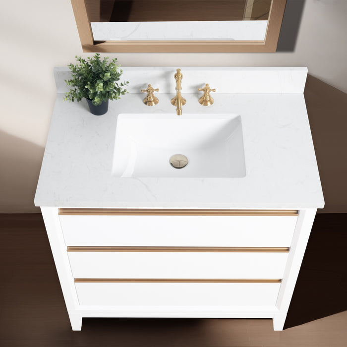 36" Single Sink Bathroom Vanity with Engineered Marble Top