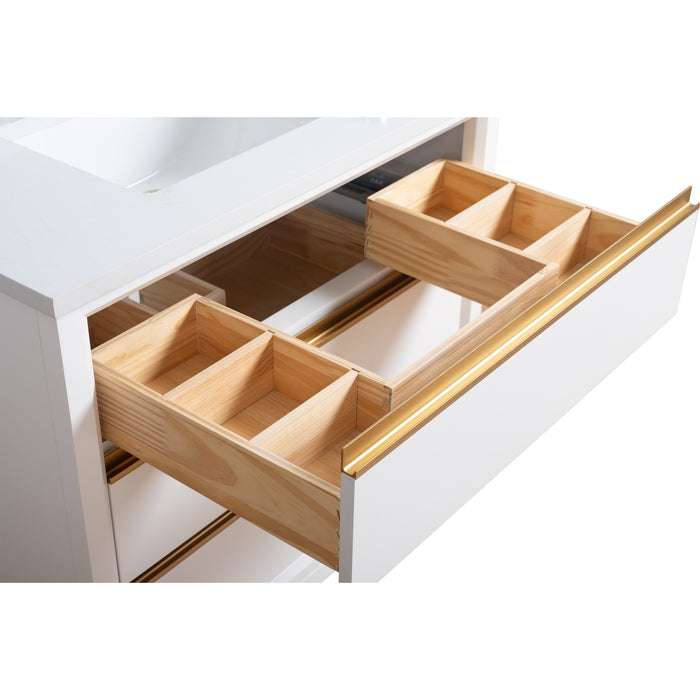 36" Single Sink Bathroom Vanity with Engineered Marble Top