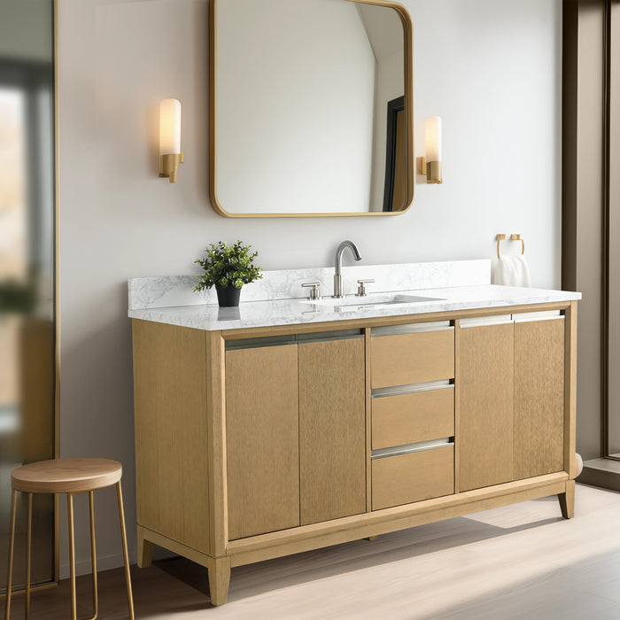 60" Single Sink Bathroom Vanity with Engineered Marble Top
