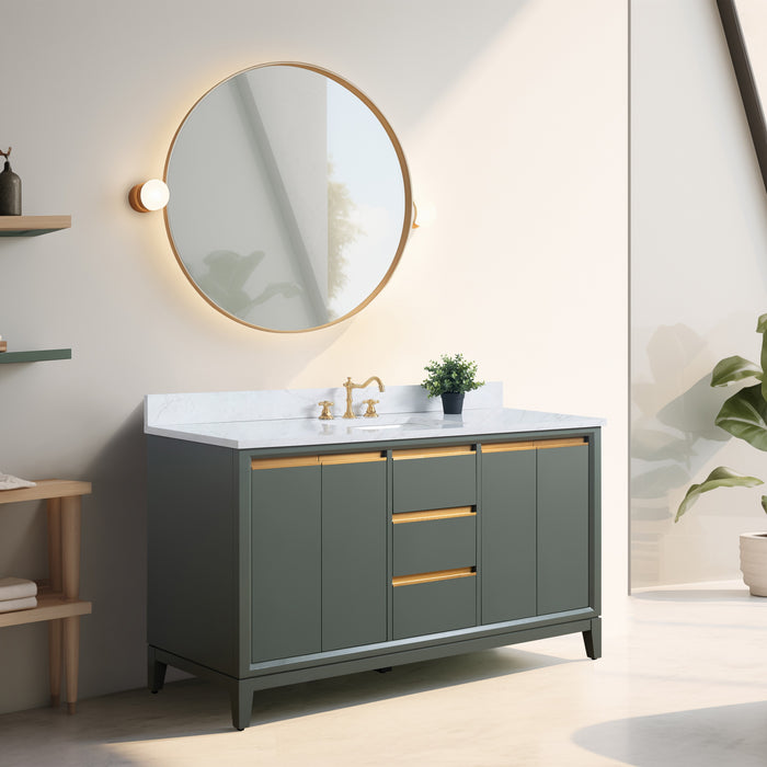 60" Single Sink Bathroom Vanity with Engineered Marble Top