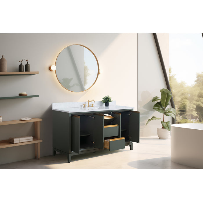 60" Single Sink Bathroom Vanity with Engineered Marble Top
