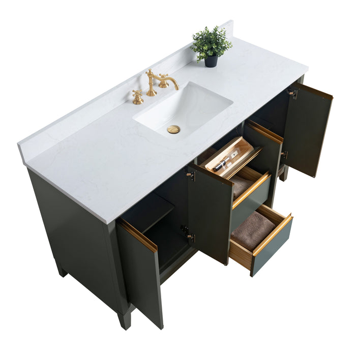 60" Single Sink Bathroom Vanity with Engineered Marble Top