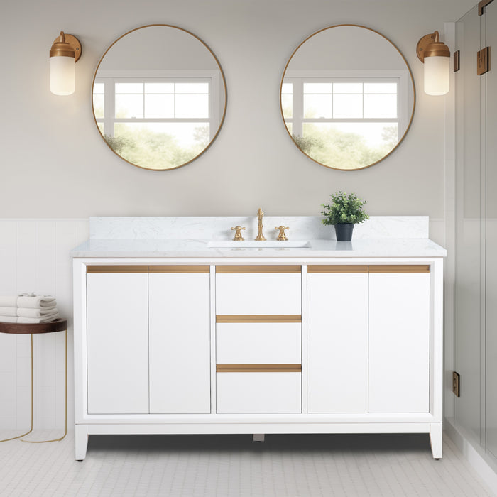 60" Single Sink Bathroom Vanity with Engineered Marble Top