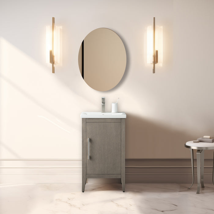 20" Single Sink Bathroom Vanity Cabinet with Ceramic Top