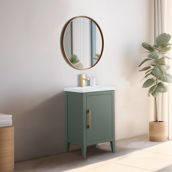 20" Single Sink Bathroom Vanity Cabinet with Ceramic Top - HomeBeyond