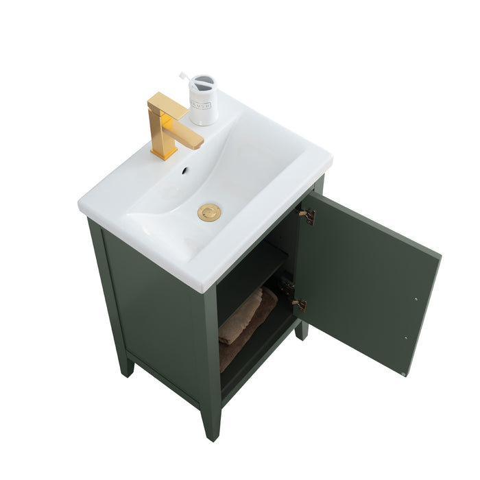 20" Single Sink Bathroom Vanity Cabinet with Ceramic Top - HomeBeyond