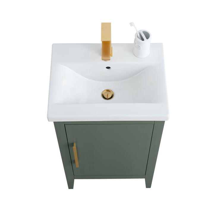 20" Single Sink Bathroom Vanity Cabinet with Ceramic Top - HomeBeyond
