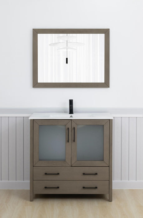 Brescia 36" Single Sink Modern Bathroom Vanity Set, 1 Shelf 2 Drawers Ceramic Top and Bathroom Cabinet with Free Mirror - HomeBeyond