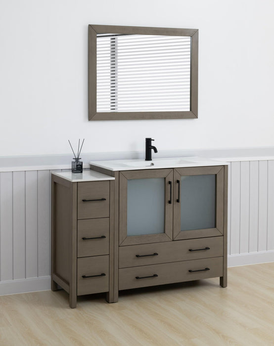 Brescia 48" Single Sink Modern Bathroom Vanity Set, 1 Shelf 5 Drawers Ceramic Top and Bathroom Cabinet with Free Mirror - HomeBeyond